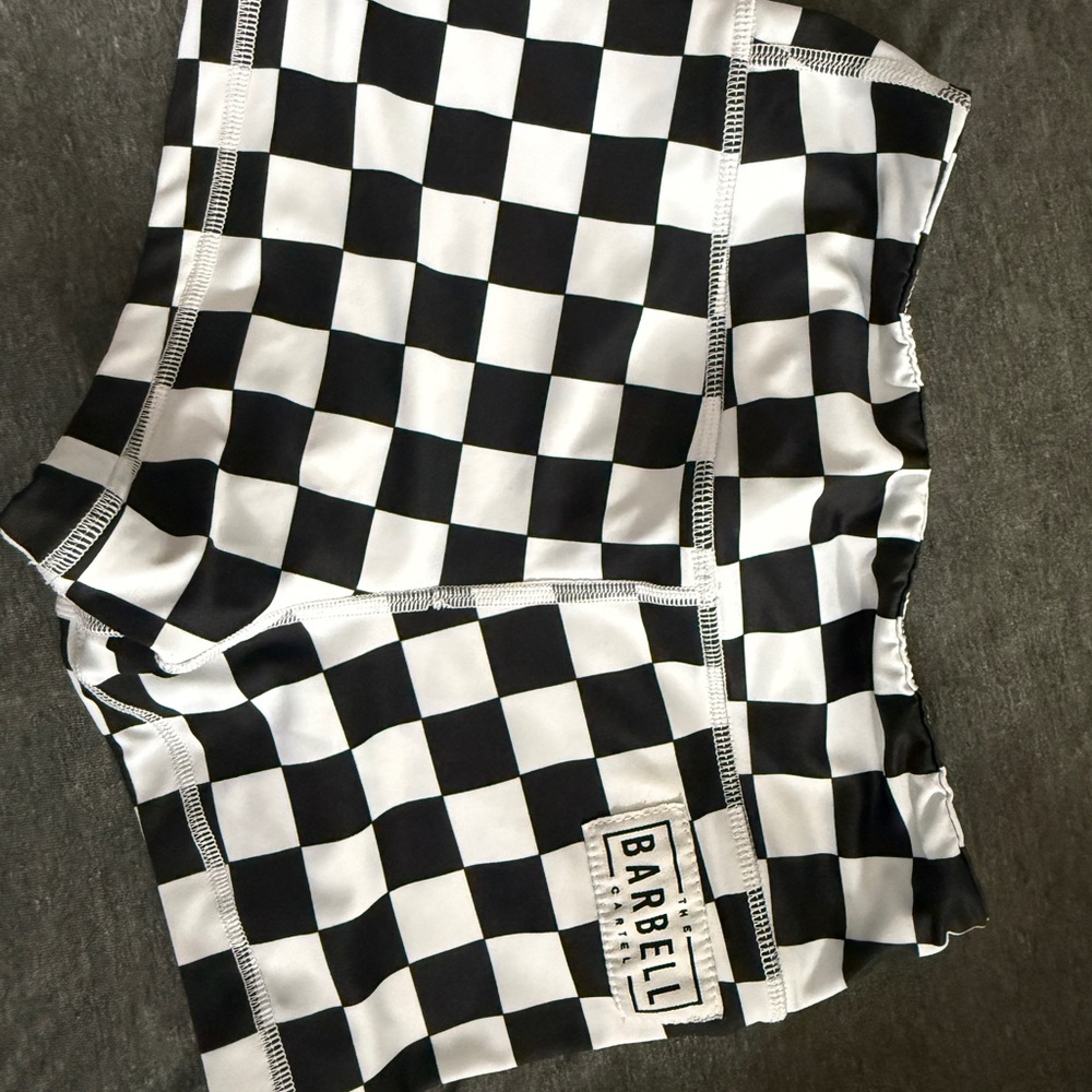 Black and White Checkered Athletic Shorts